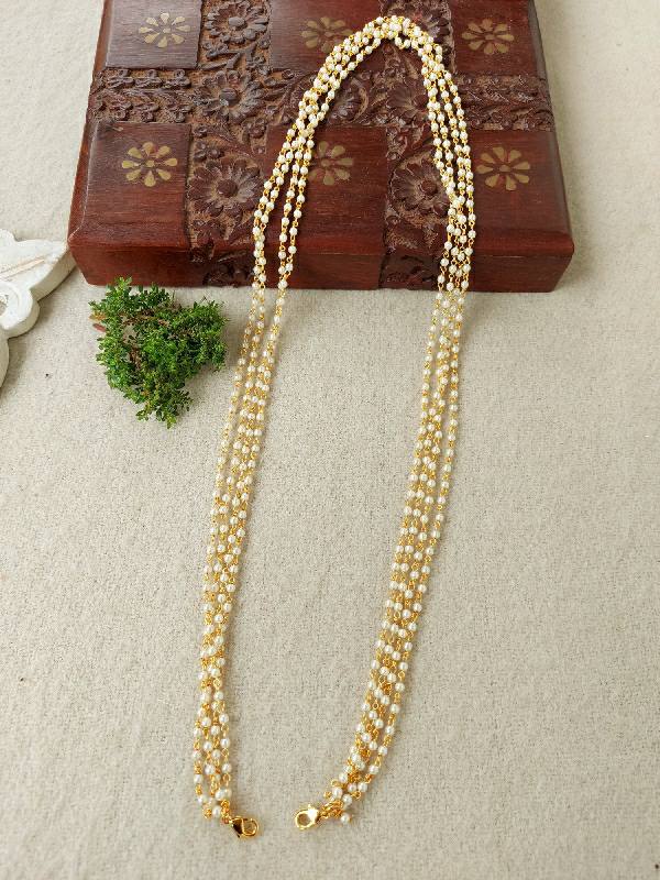 Elegant 4-Layer Rice Pearl Chain Necklace from Mugdha Jewellery Store