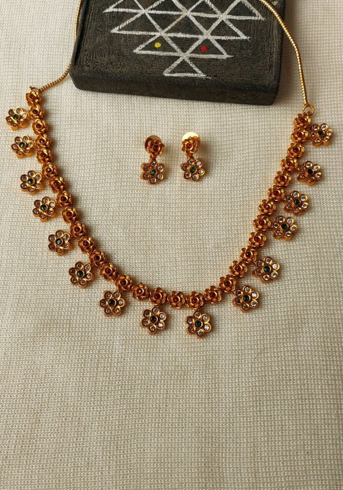 Elegant Flower Designer Necklace and Earrings Set from Mugdha Jewellery Store