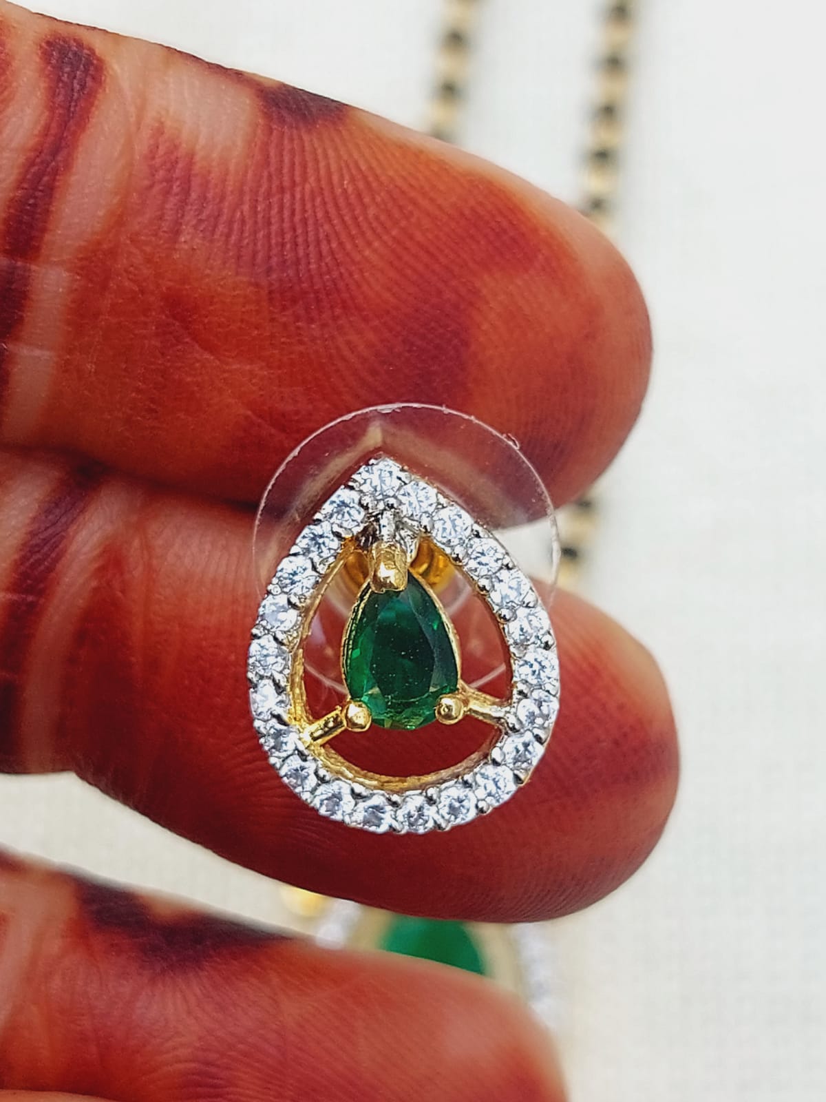 Elegant Green Stone Short Mangalsutra