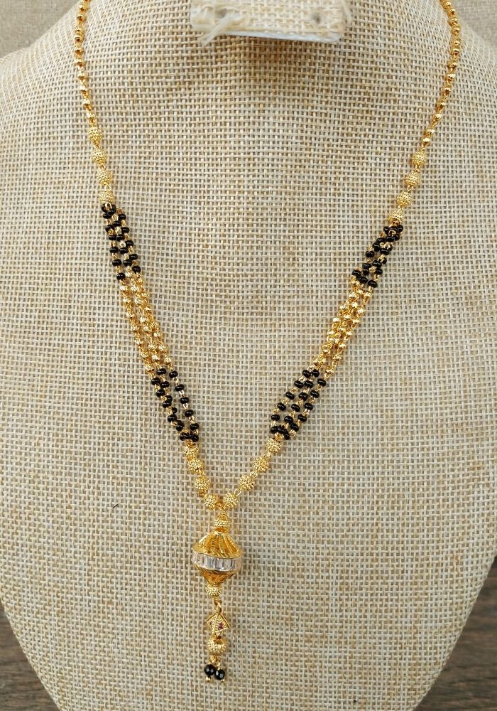 Elegant Gold and Black Crystal Mangalsutra Necklace from Mugdha Jewellery Store
