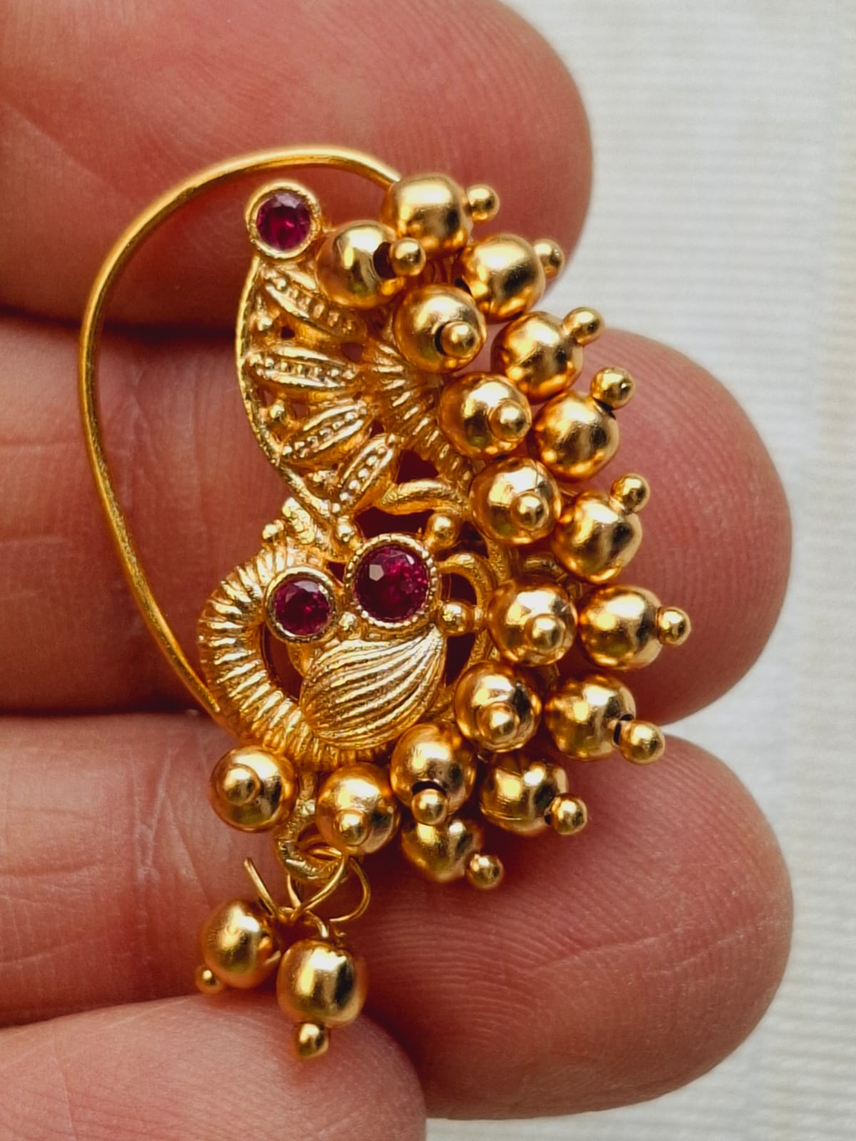 Golden Royal Peacock Nath Mugdha Jewellery Store