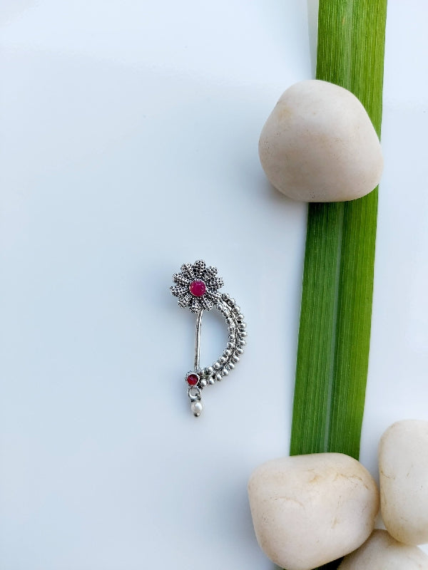 Elegant Floral Oxidised Nath, Mugdha Jewellery Store