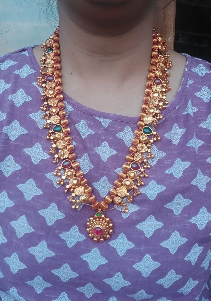 Geru Plated Kolhapuri Saaj with Pendant