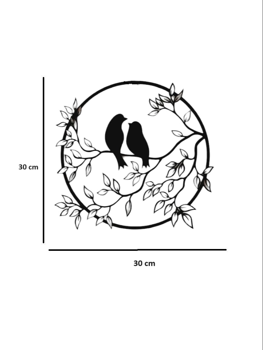 Elegant black bird silhouette wall decor with floral branches, 30 cm in size, from Mugdha Jewellery Store.