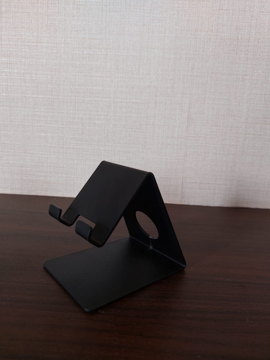 Sleek Black Metal Mobile Holder for Desk