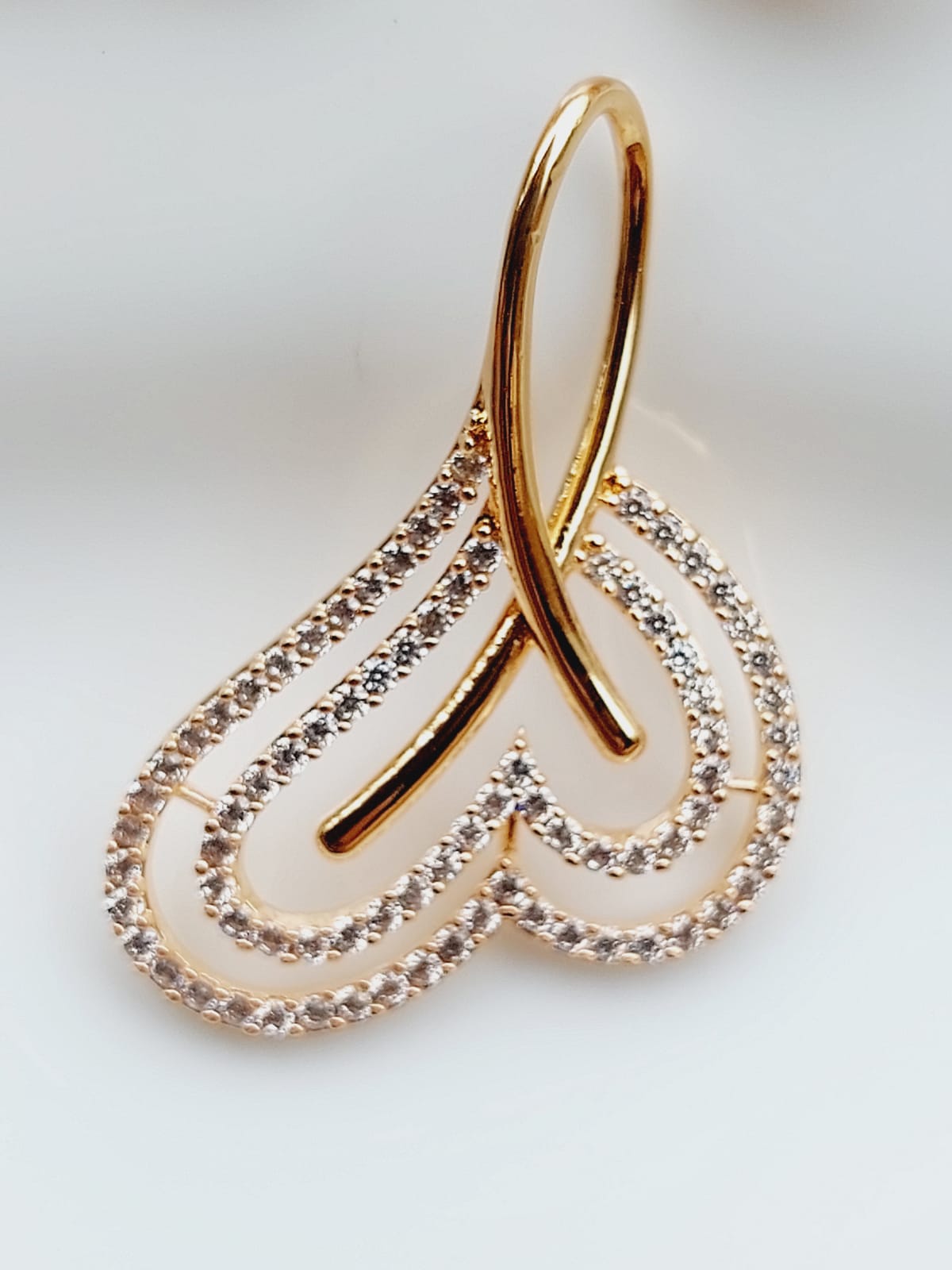 Rose gold-plated American diamond high-quality heart-shaped pendant set