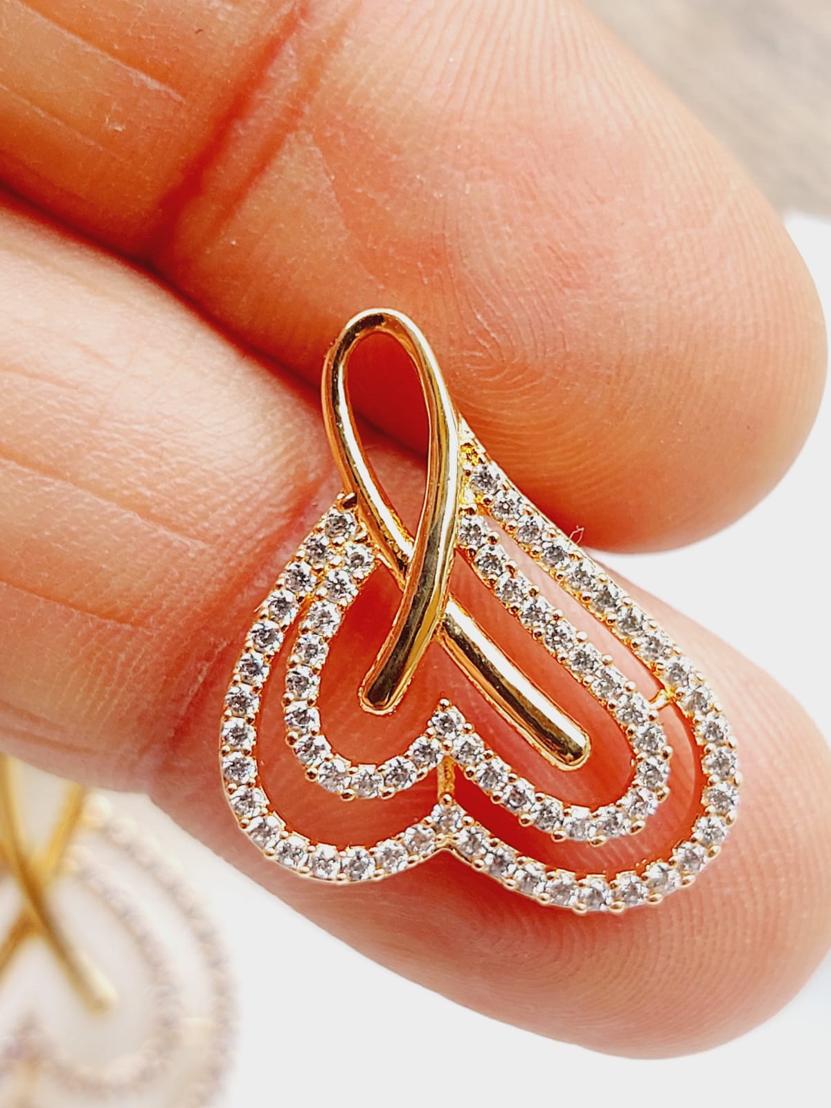 Rose Gold Plated American Diamond Heart Pendant with Sparkling Accents