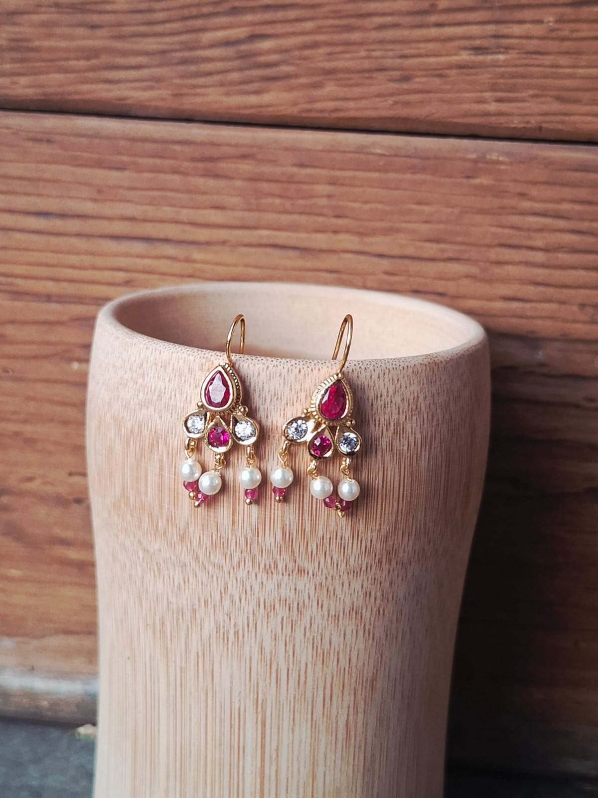 Designer Tanmani Leaf Bugdi cum Earrings