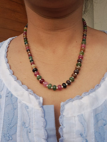 Beaded Stone Necklace With Small Pearls