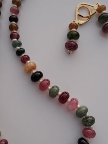 Beaded Stone Necklace With Small Pearls