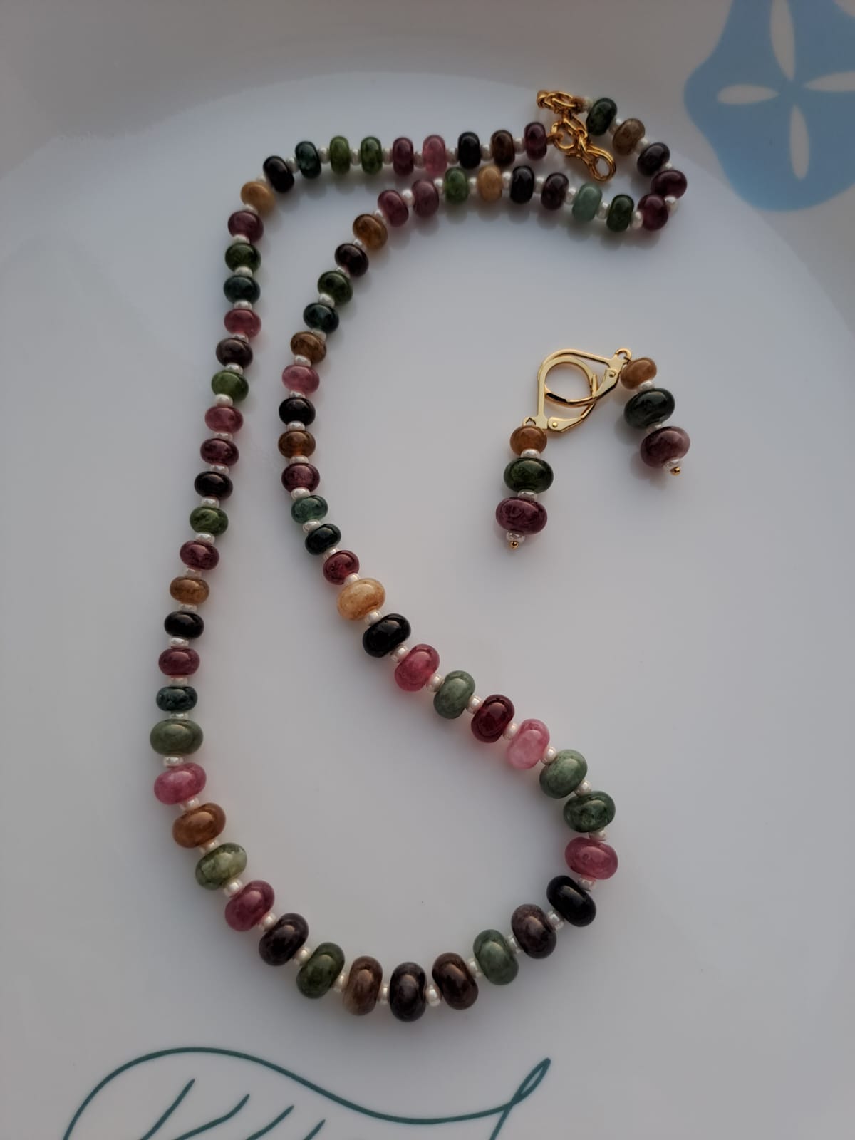 Beaded Stone Necklace With Small Pearls