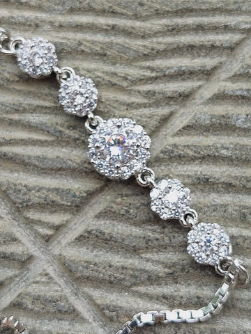 High Quality American Diamond Silver Adjustable Bracelet