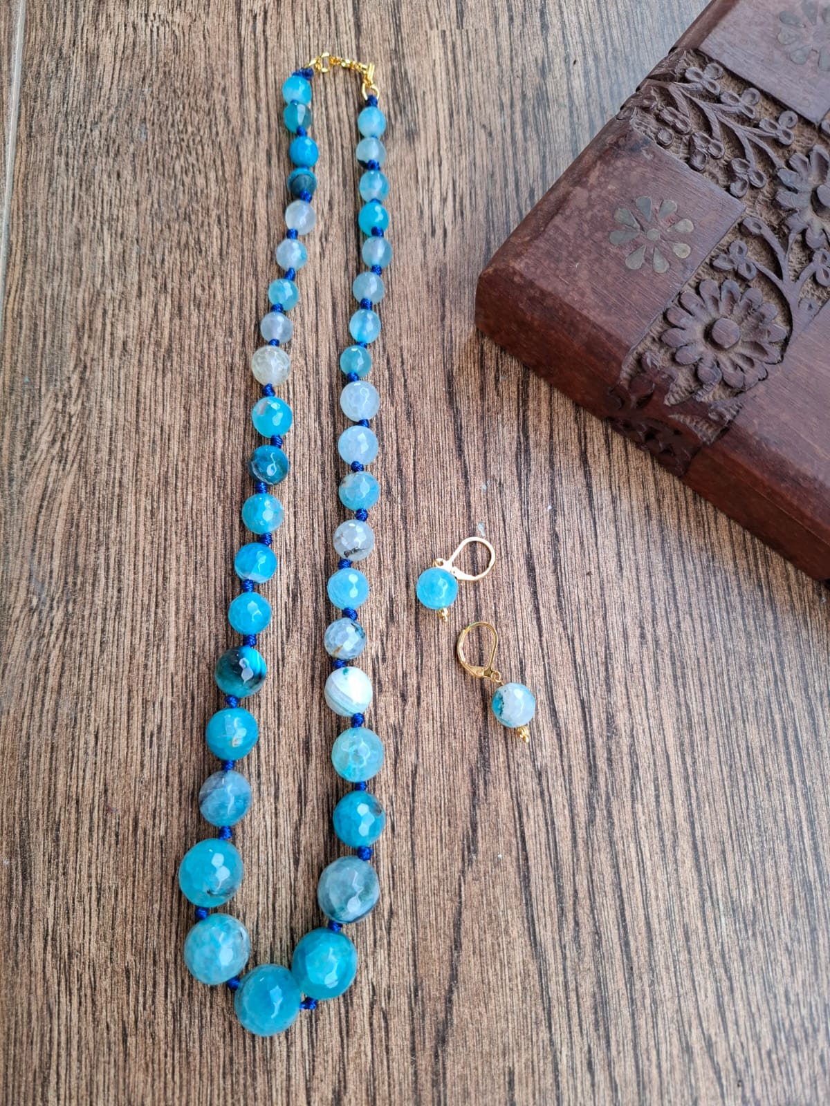 Premium Quality Natural Stone Necklace Blue
