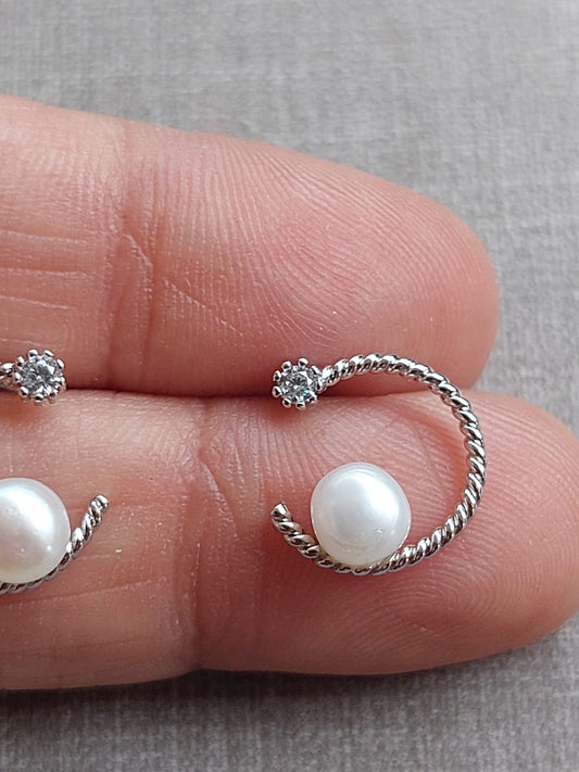 Half Round Pearl Earrings