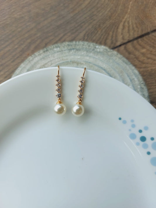 Pearl White Stone Danglers