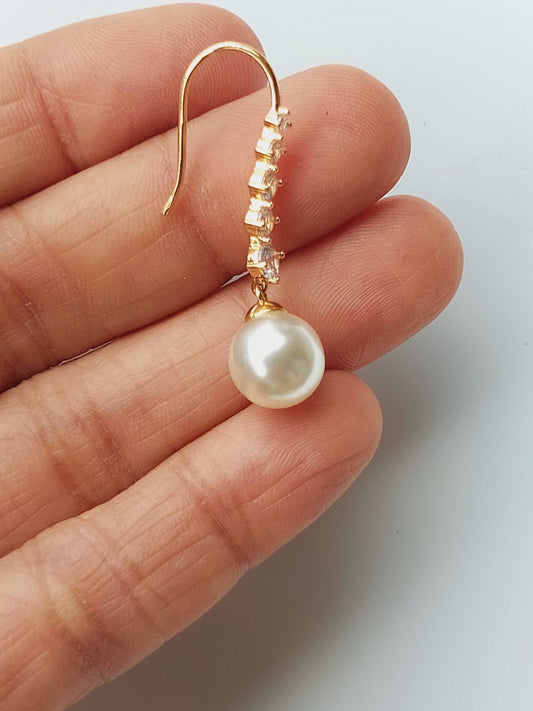 Pearl White Stone Danglers