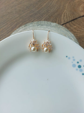 High Quality American Diamond Pearl Danglers