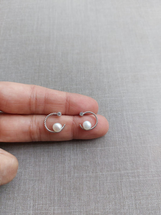 Half Round Pearl Earrings