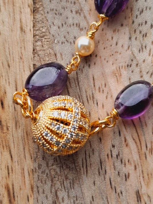 Purple Bead Pear Mala Set