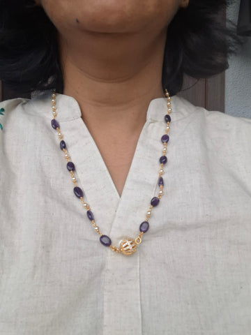 Purple Bead Pear Mala Set