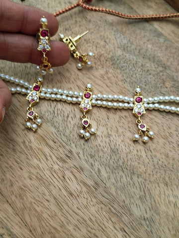 3 Patti Small Cute 3 White Stone Chinchpeti