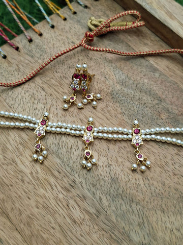 3 Patti Small Cute 3 White Stone Chinchpeti