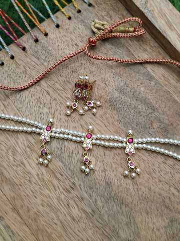 3 Patti Small Cute 3 White Stone Chinchpeti