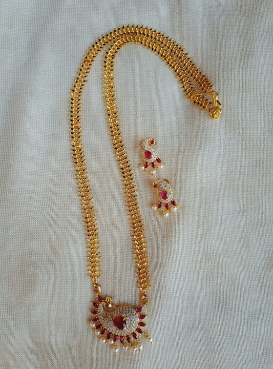 Durva Haar Peacpck Necklace Set