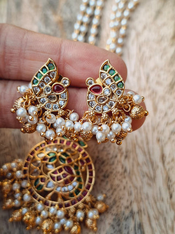 Basra Pearls Designer Peacock Pendant Set