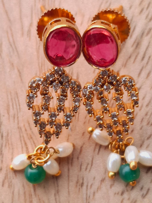 Unique Blend of Pota Mani and American Diamond Necklace Set