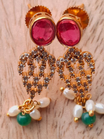 Unique Blend of Pota Mani and American Diamond Necklace Set