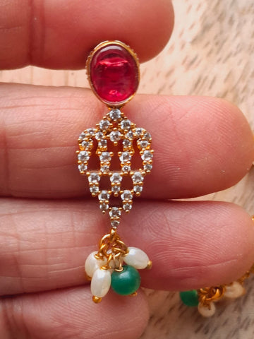 Unique Blend of Pota Mani and American Diamond Necklace Set