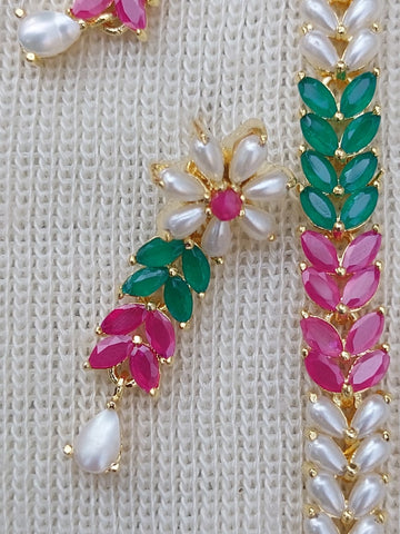 Delicate Multicoloured Flower Leaf Necklace