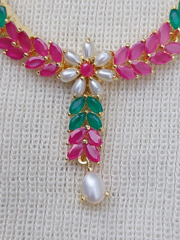 Delicate Multicoloured Flower Leaf Necklace