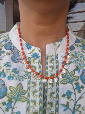 Beautiful Coral American Diamond Necklace