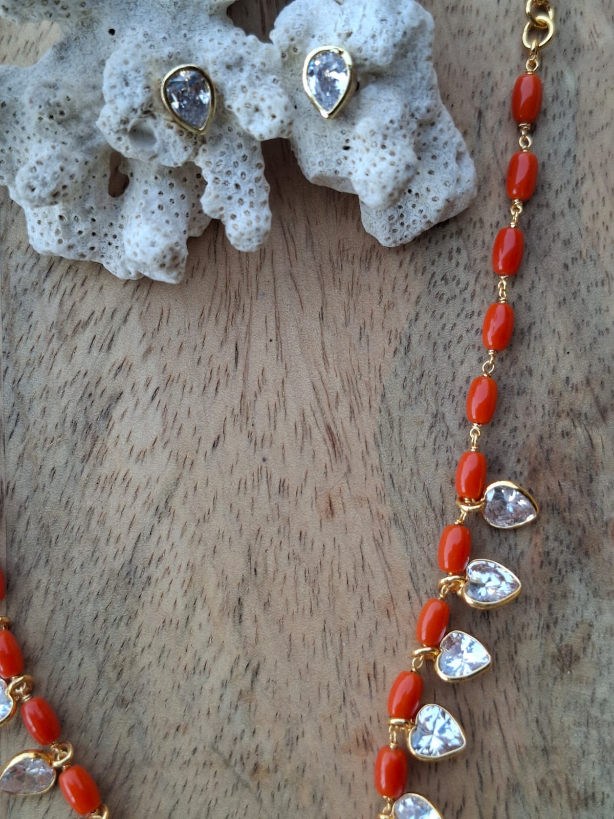 Beautiful Coral American Diamond Necklace
