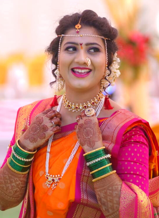 Moti Jewellery Set On Saree Floral Pendant Pearl Chain Necklace