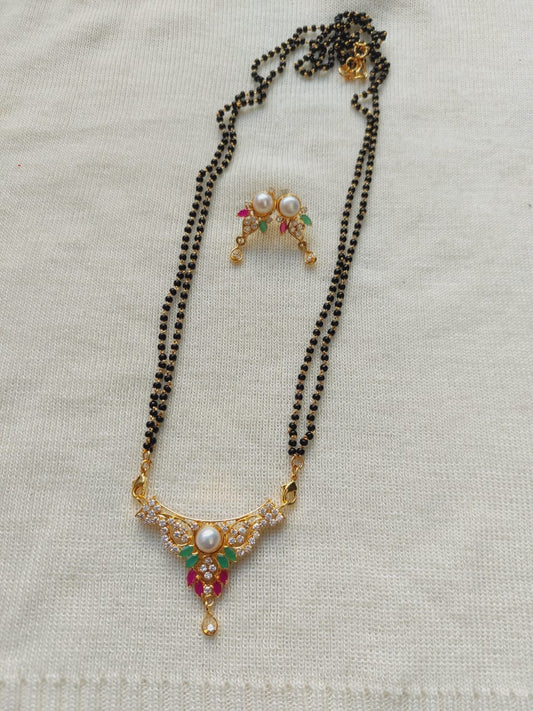 Multicoloured Pearl Designer Pendant Mangalsutra