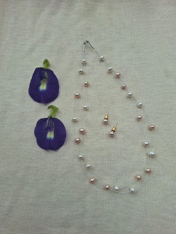 White and Peach Pearl Minimal 2 Lyre Set