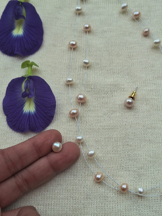 White and Peach Pearl Minimal 2 Lyre Set