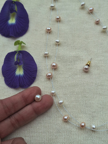 White and Peach Pearl Minimal 2 Lyre Set
