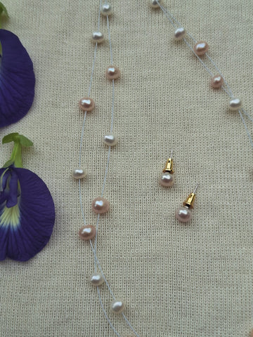 White and Peach Pearl Minimal 2 Lyre Set