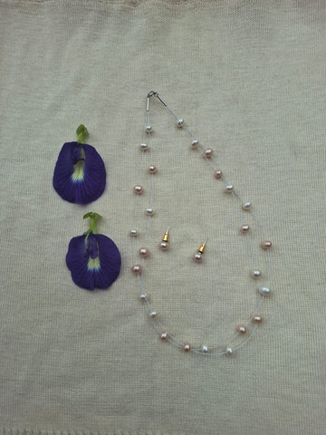 White and Peach Pearl Minimal 2 Lyre Set