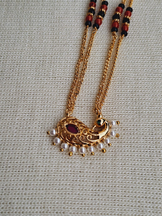 Designer Short Peacock Coral Mangalsutra