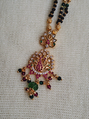 Designer Short Peacock Stone Mangalsutra