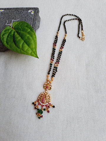 Designer Short Peacock Stone Mangalsutra