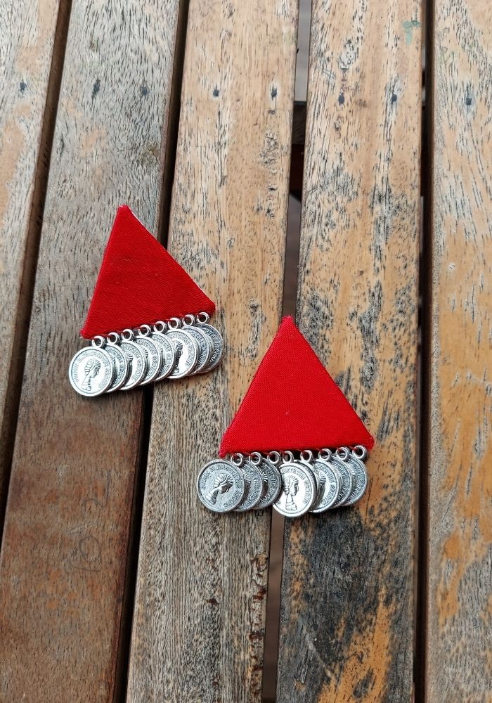 Red Silk Oxidised Earrings