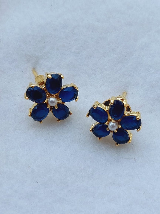 Dark Blue Flower Pearl Set