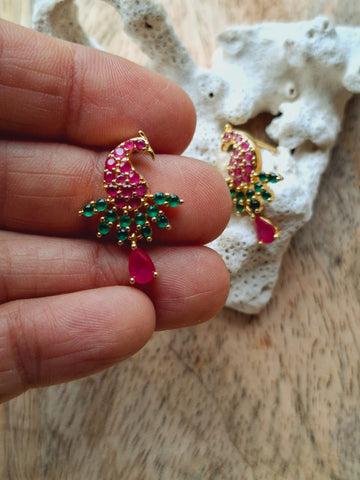 Multicoloured Peacock Studs