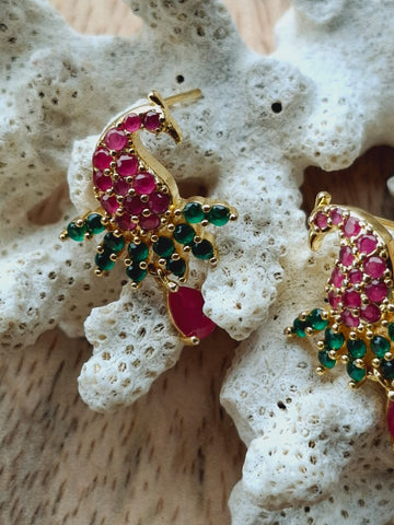 Multicoloured Peacock Studs